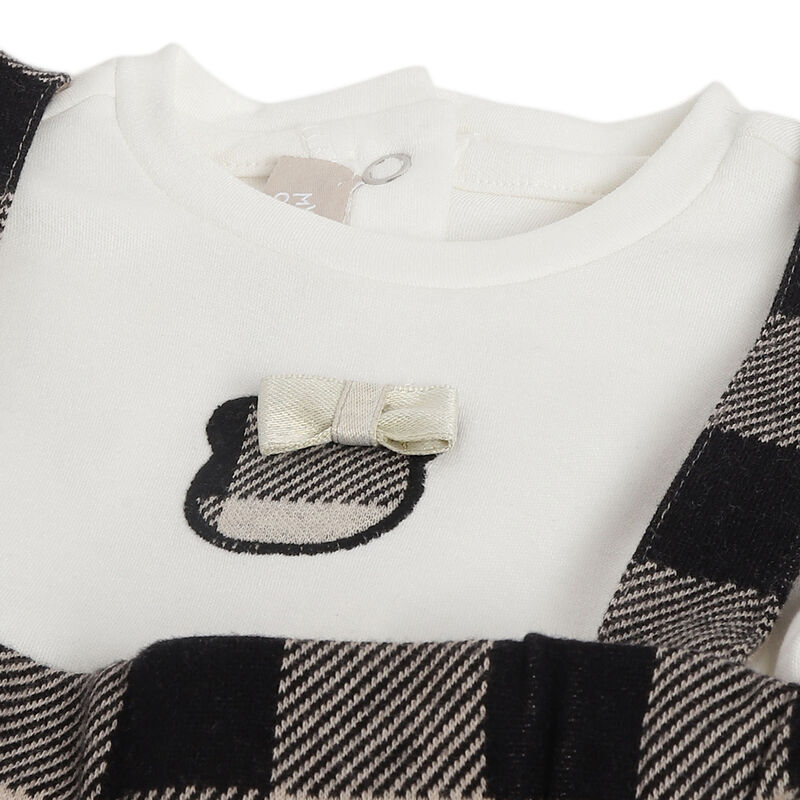 Girls White & Black Checkered Dress image number 2